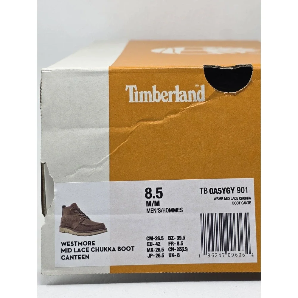 Timberland Size 8.5 Mens Westmore Mid Lace Moc-Toe Chukka Boots Canteen New